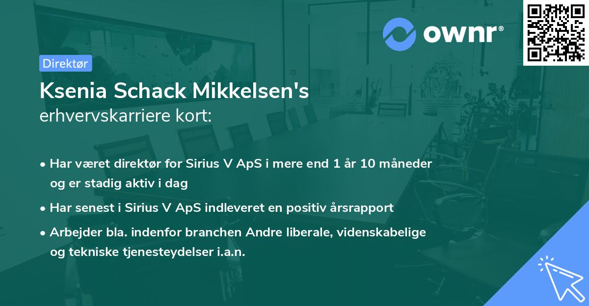 Ksenia Schack Mikkelsen's erhvervskarriere kort