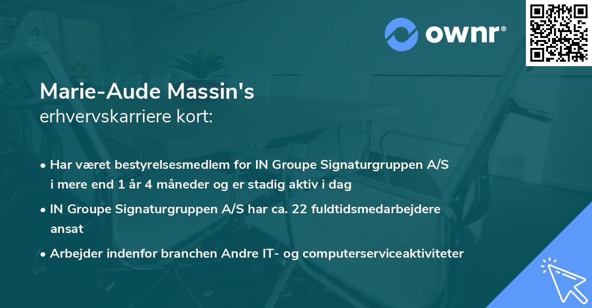 Marie-Aude Massin's erhvervskarriere kort