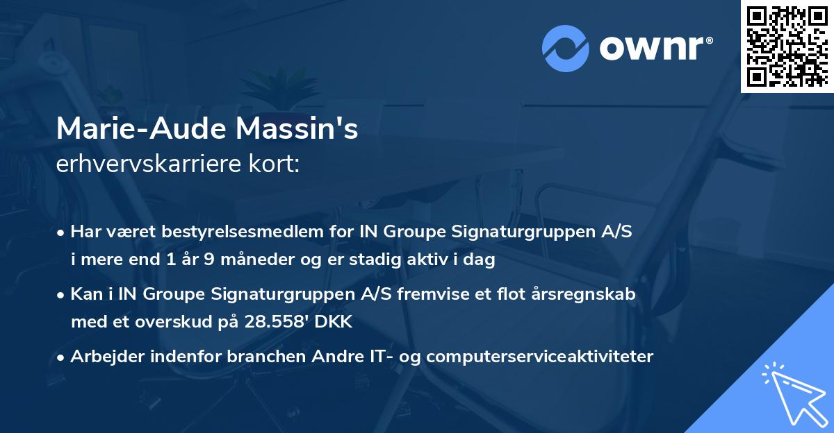 Marie-Aude Massin's erhvervskarriere kort