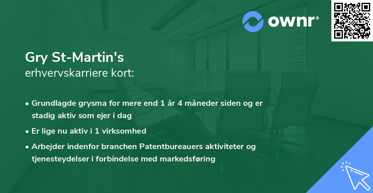 Gry St-Martin's erhvervskarriere kort