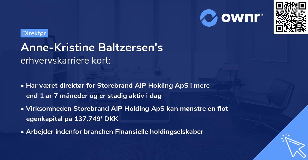 Anne-Kristine Baltzersen's erhvervskarriere kort