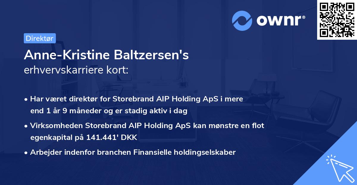 Anne-Kristine Baltzersen's erhvervskarriere kort