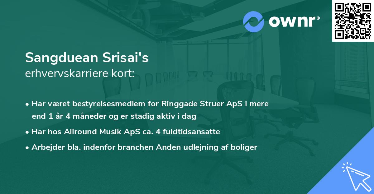 Sangduean Srisai's erhvervskarriere kort