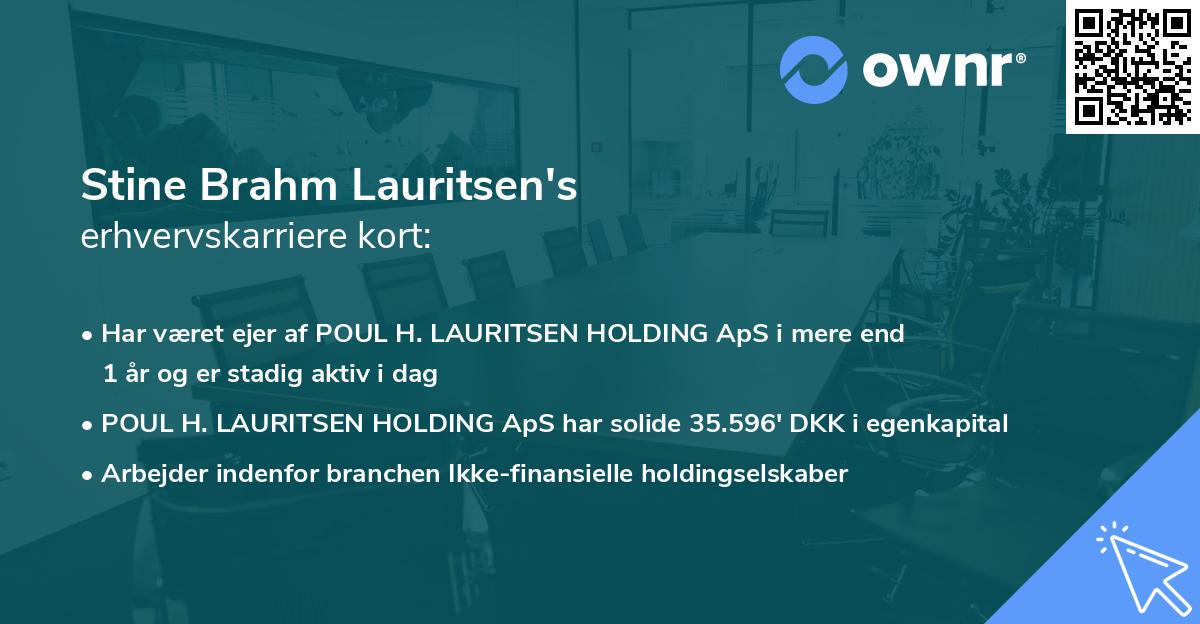 Stine Brahm Lauritsen's erhvervskarriere kort