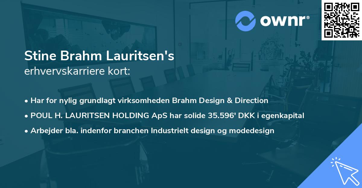 Stine Brahm Lauritsen's erhvervskarriere kort