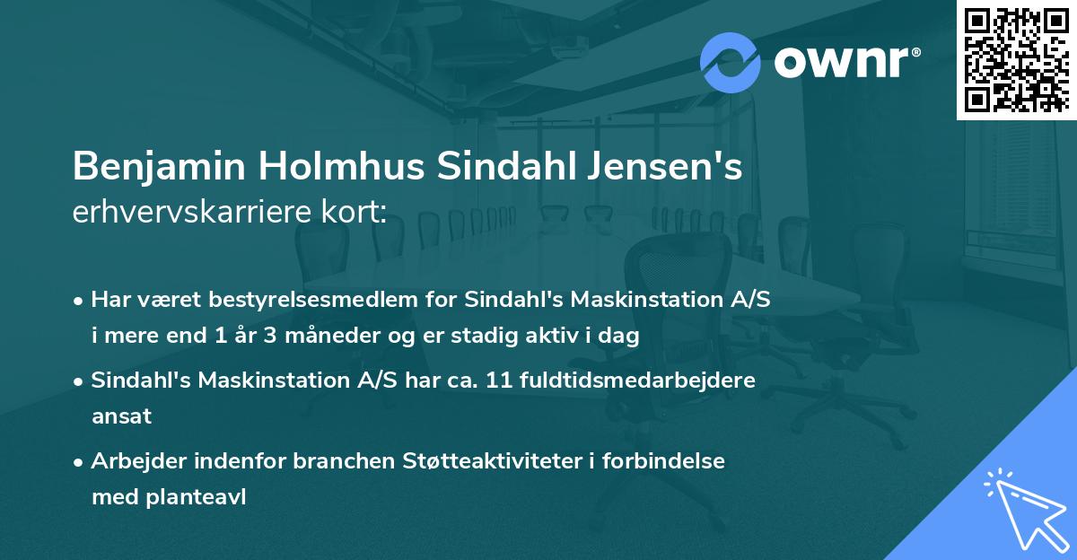 Benjamin Holmhus Sindahl Jensen's erhvervskarriere kort