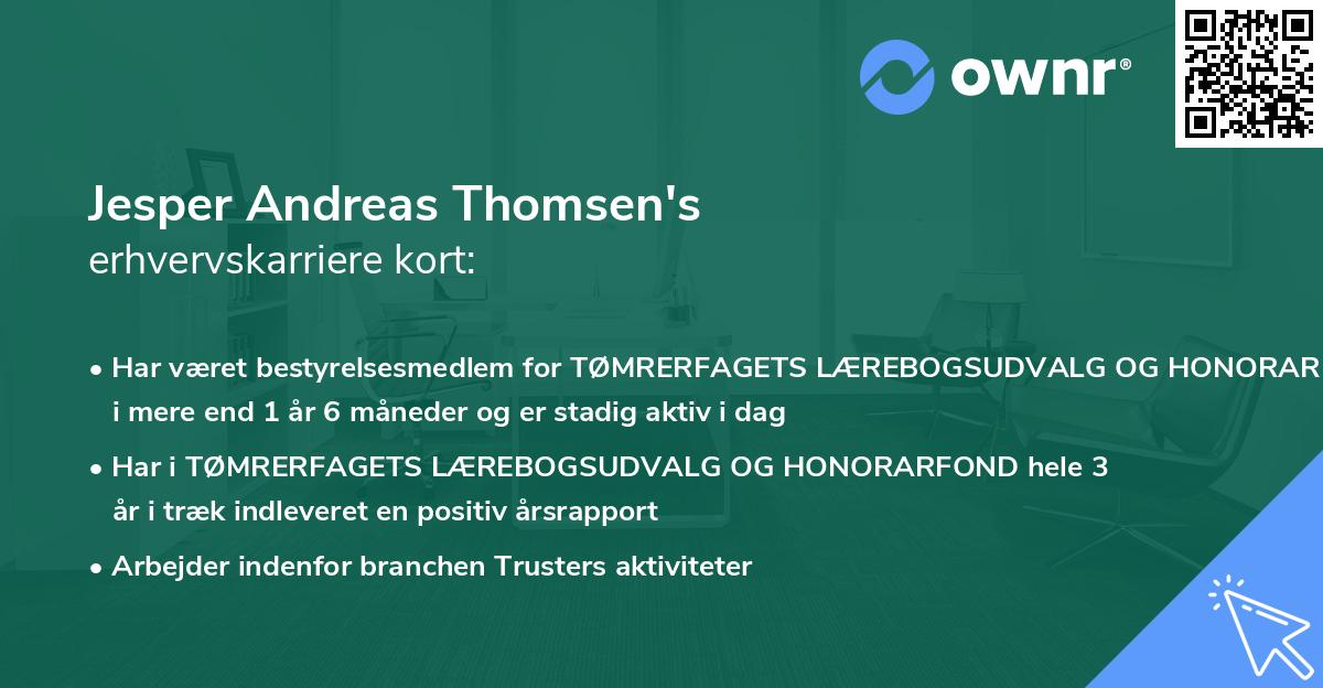 Jesper Andreas Thomsen's erhvervskarriere kort