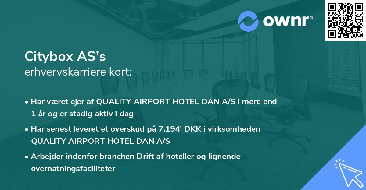 Citybox AS's erhvervskarriere kort