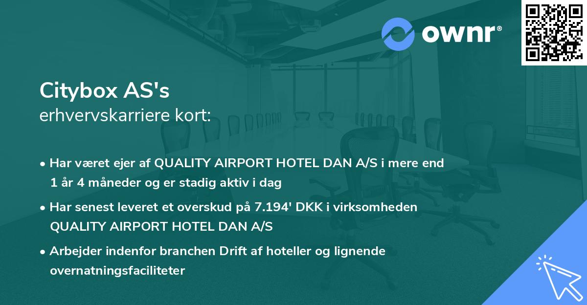 Citybox AS's erhvervskarriere kort