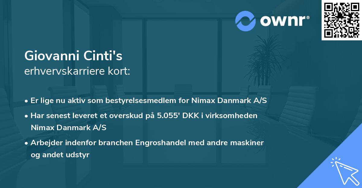 Giovanni Cinti's erhvervskarriere kort