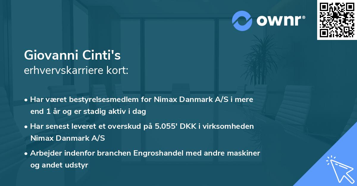 Giovanni Cinti's erhvervskarriere kort