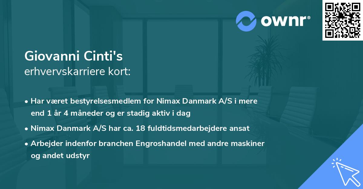Giovanni Cinti's erhvervskarriere kort