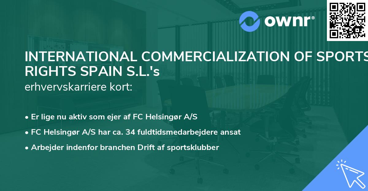 INTERNATIONAL COMMERCIALIZATION OF SPORTS RIGHTS SPAIN S.L.'s erhvervskarriere kort