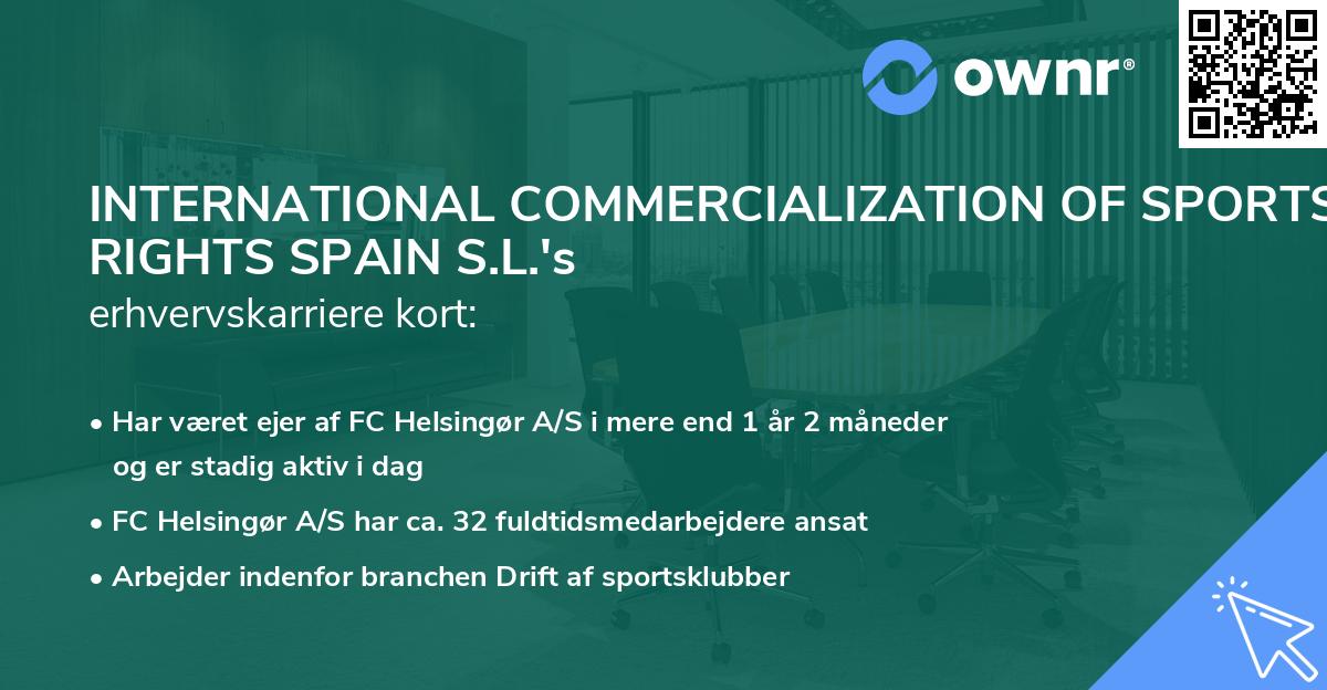 INTERNATIONAL COMMERCIALIZATION OF SPORTS RIGHTS SPAIN S.L.'s erhvervskarriere kort