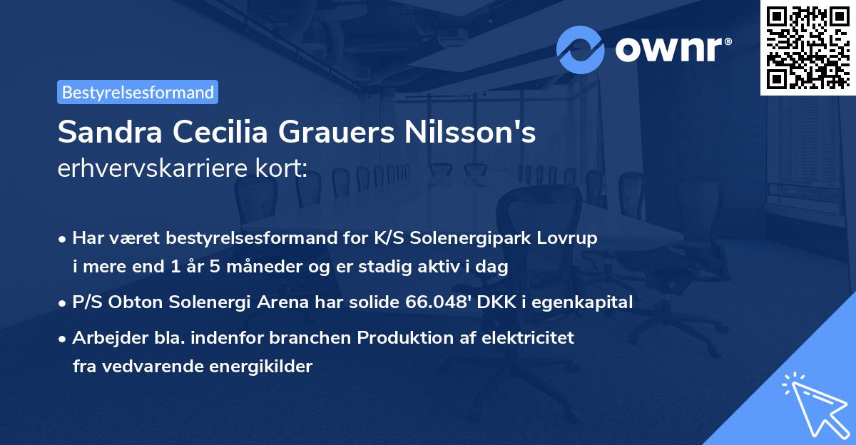 Sandra Cecilia Grauers Nilsson's erhvervskarriere kort
