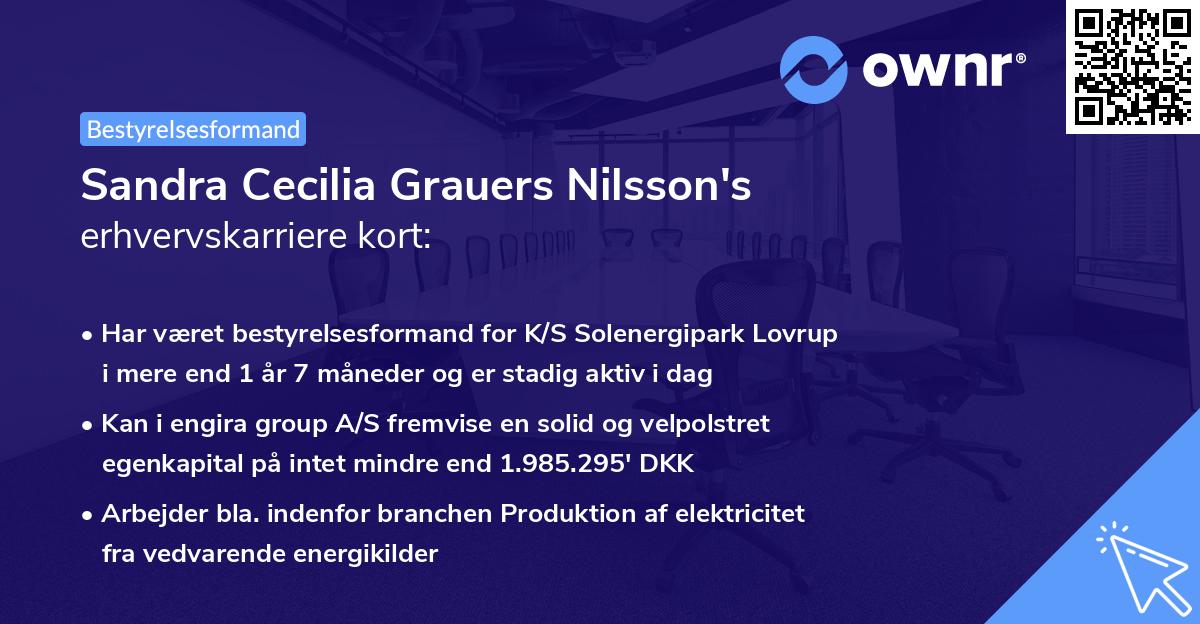 Sandra Cecilia Grauers Nilsson's erhvervskarriere kort