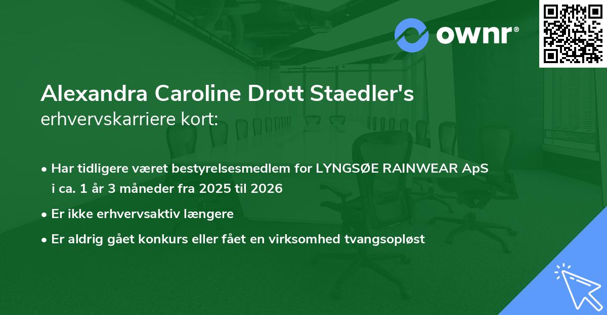 Alexandra Caroline Drott Staedler's erhvervskarriere kort