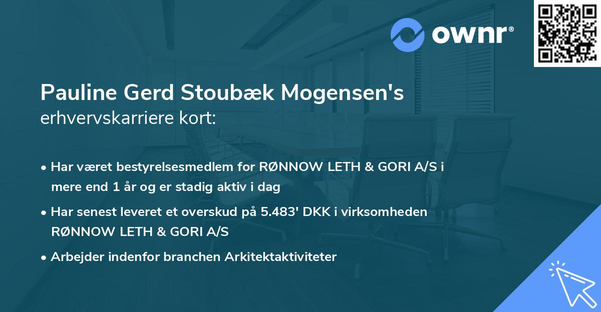 Pauline Gerd Stoubæk Mogensen's erhvervskarriere kort