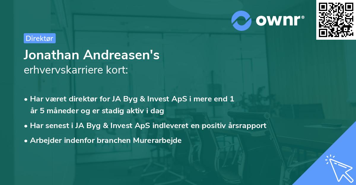 Jonathan Andreasen's erhvervskarriere kort