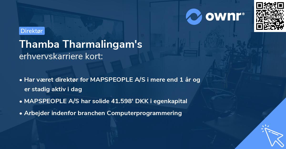 Thamba Tharmalingam's erhvervskarriere kort
