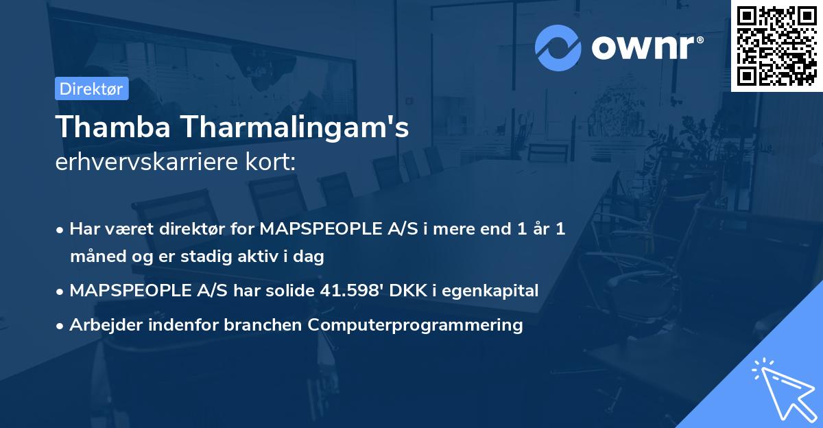 Thamba Tharmalingam's erhvervskarriere kort