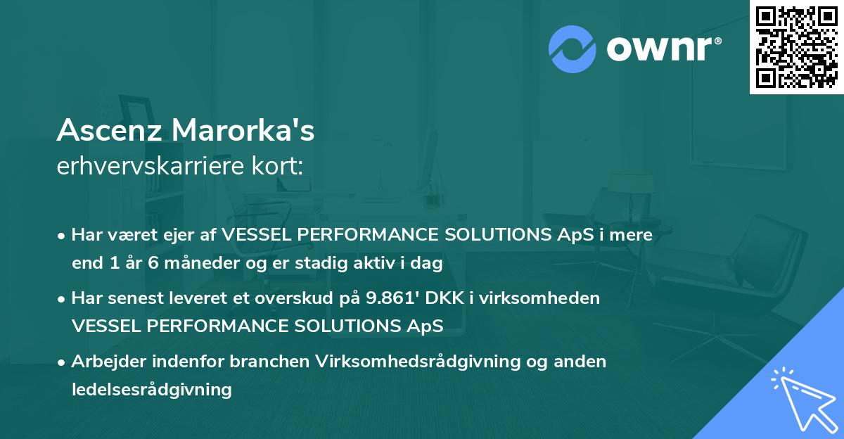 Ascenz Marorka's erhvervskarriere kort