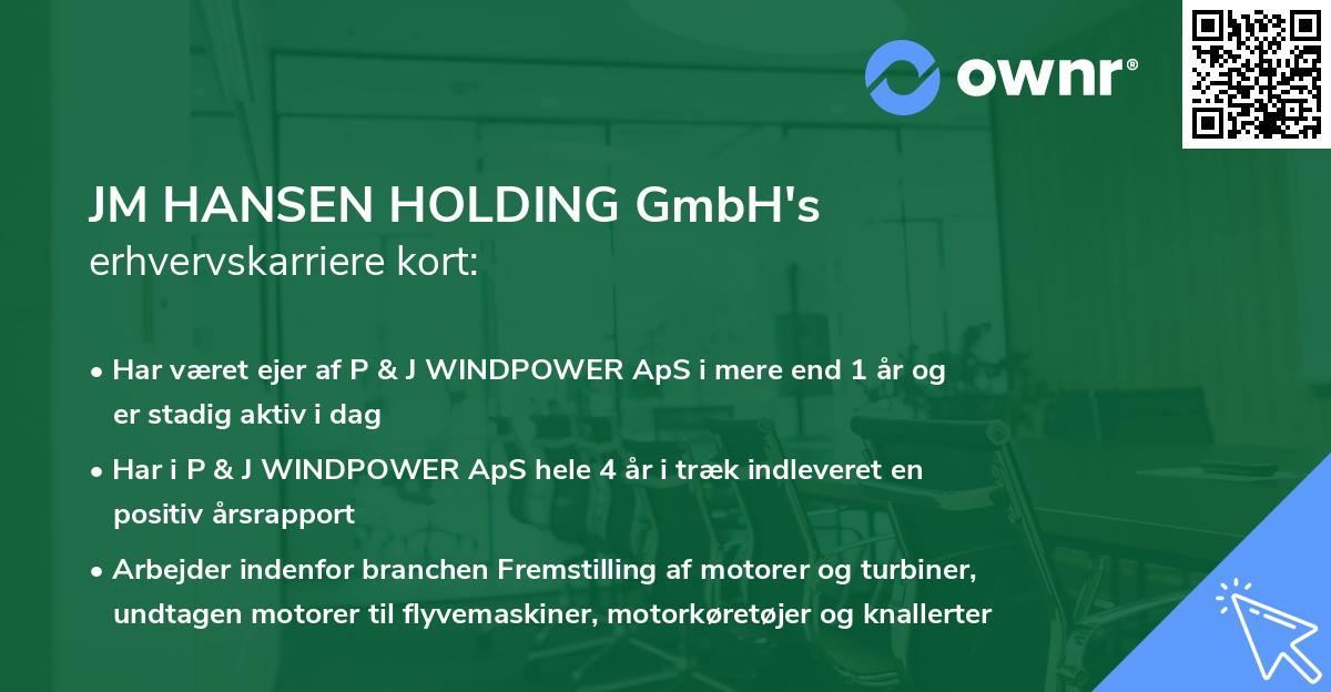 JM HANSEN HOLDING GmbH's erhvervskarriere kort
