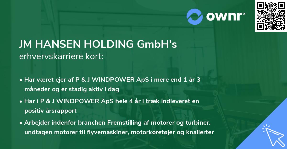 JM HANSEN HOLDING GmbH's erhvervskarriere kort