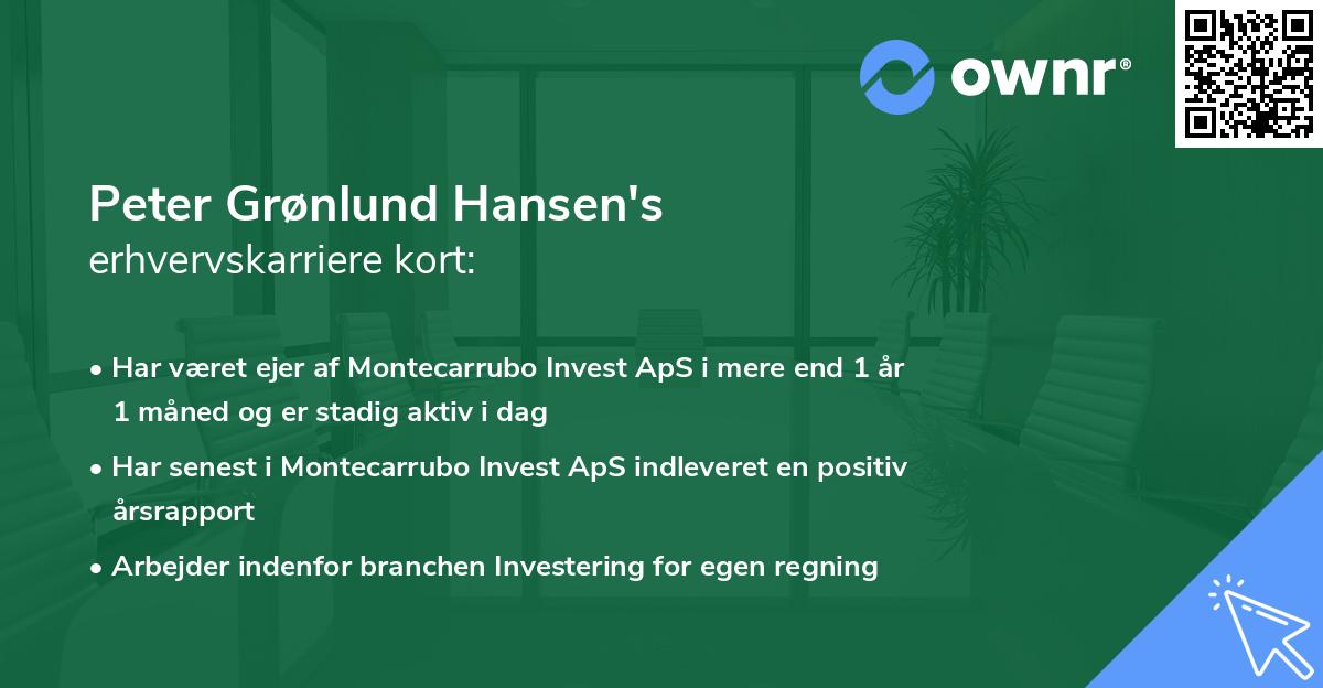 Peter Grønlund Hansen's erhvervskarriere kort