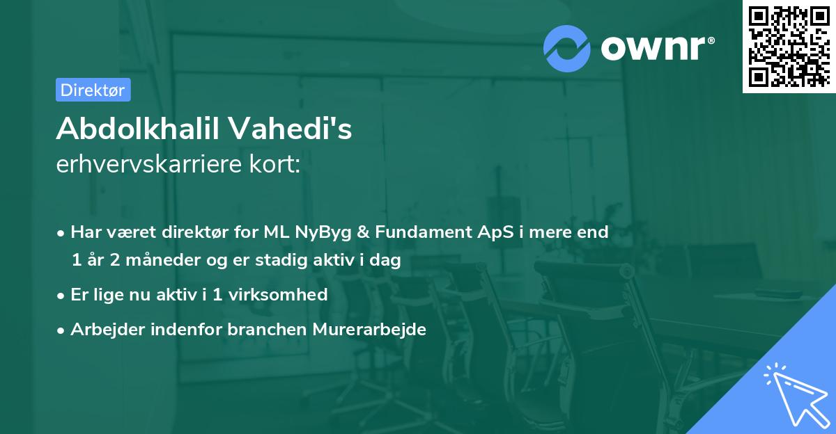 Abdolkhalil Vahedi's erhvervskarriere kort