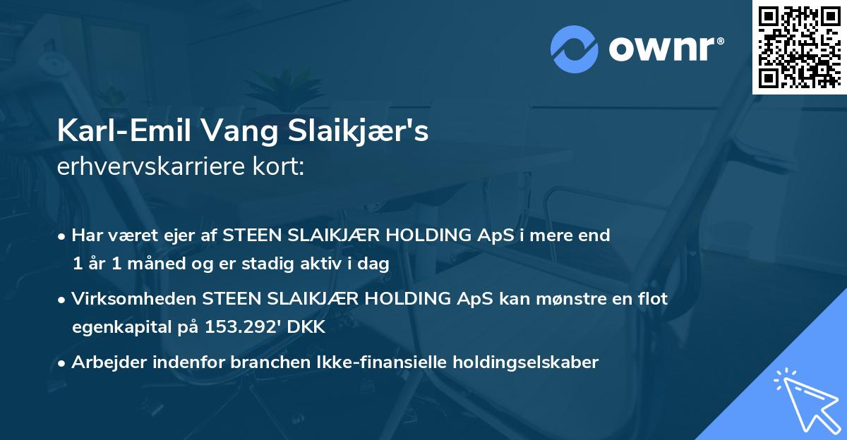 Karl-Emil Vang Slaikjær's erhvervskarriere kort