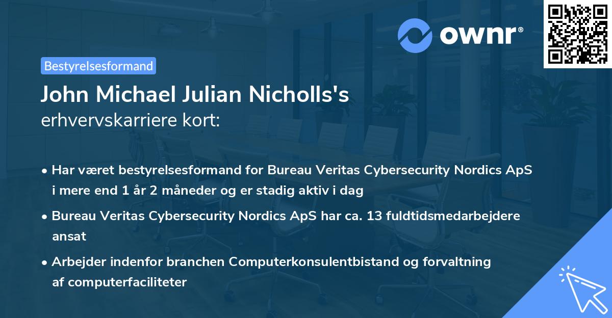 John Michael Julian Nicholls's erhvervskarriere kort