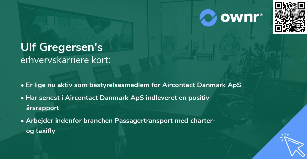 Ulf Gregersen's erhvervskarriere kort