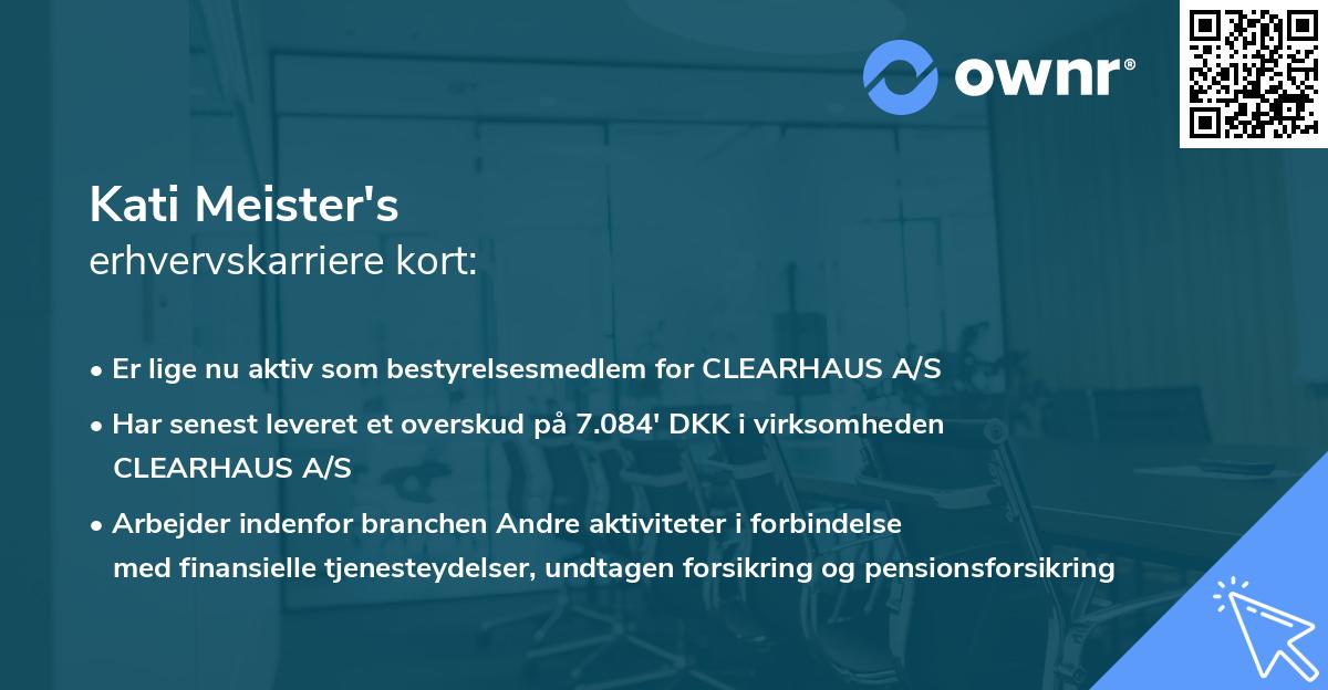 Kati Meister's erhvervskarriere kort
