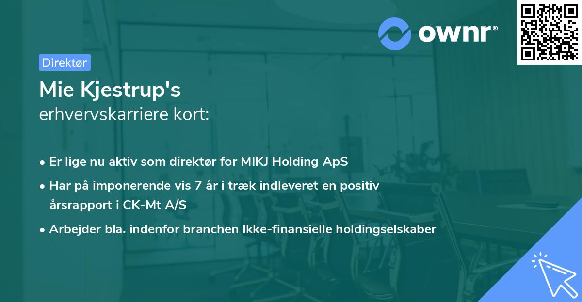 Mie Kjestrup's erhvervskarriere kort