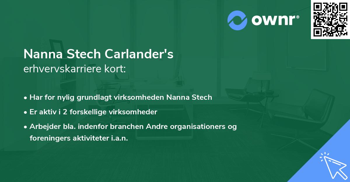 Nanna Stech Carlander's erhvervskarriere kort