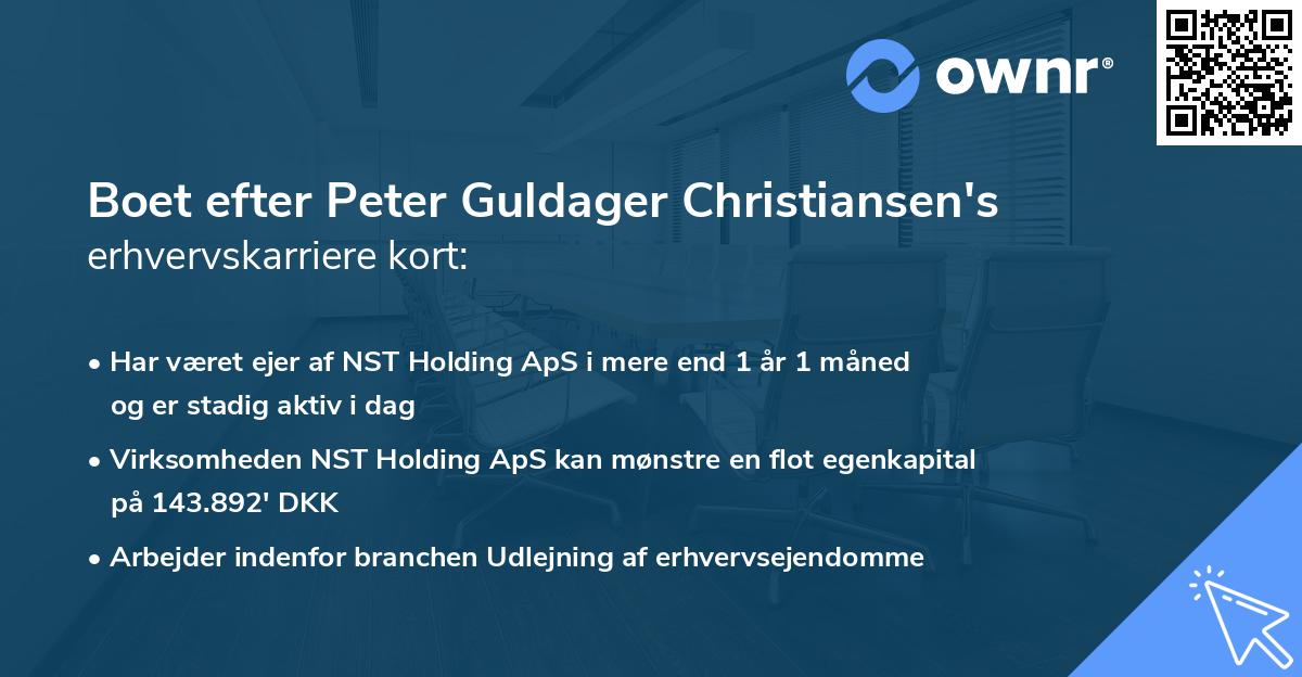 Boet efter Peter Guldager Christiansen's erhvervskarriere kort