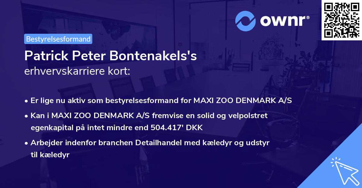 Patrick Peter Bontenakels's erhvervskarriere kort
