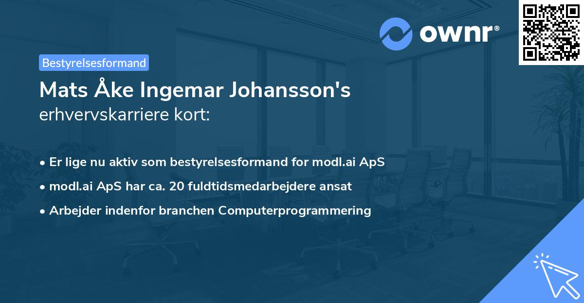 Mats Åke Ingemar Johansson's erhvervskarriere kort