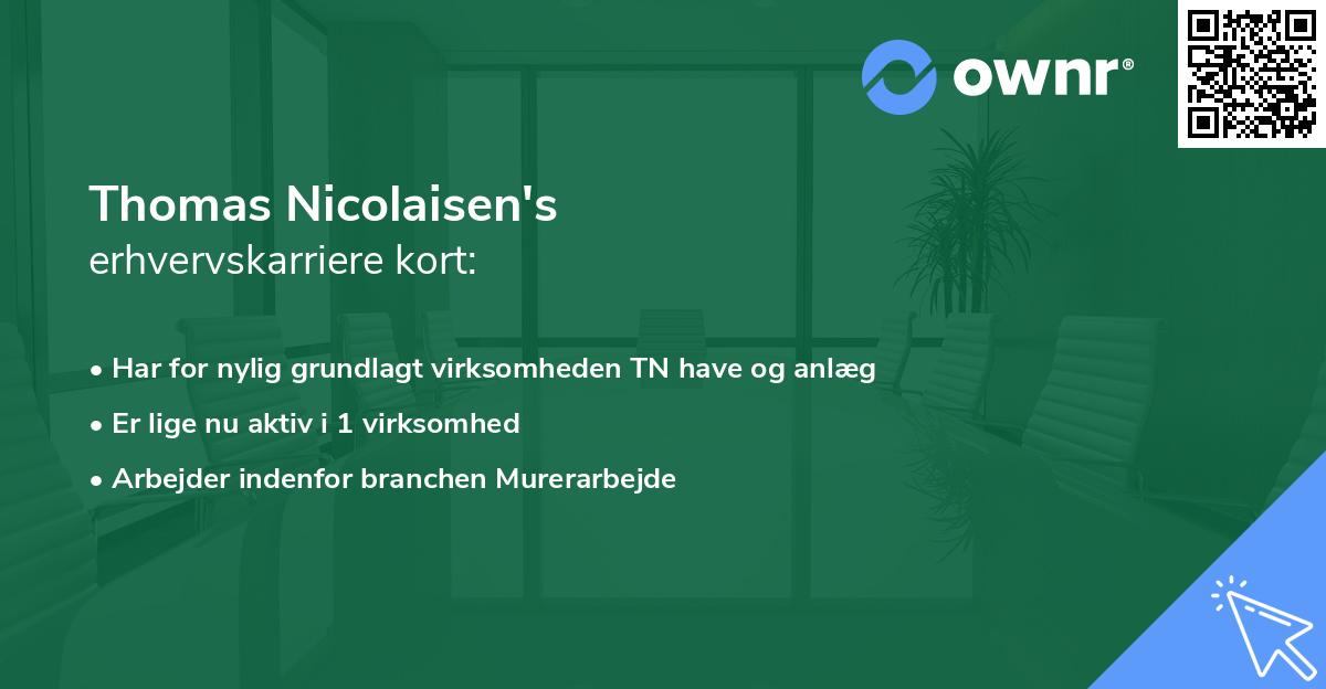 Thomas Nicolaisen's erhvervskarriere kort
