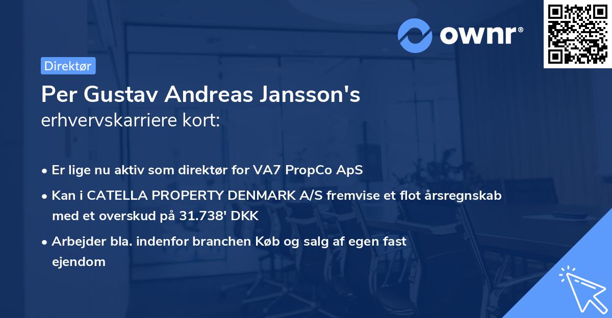 Per Gustav Andreas Jansson's erhvervskarriere kort