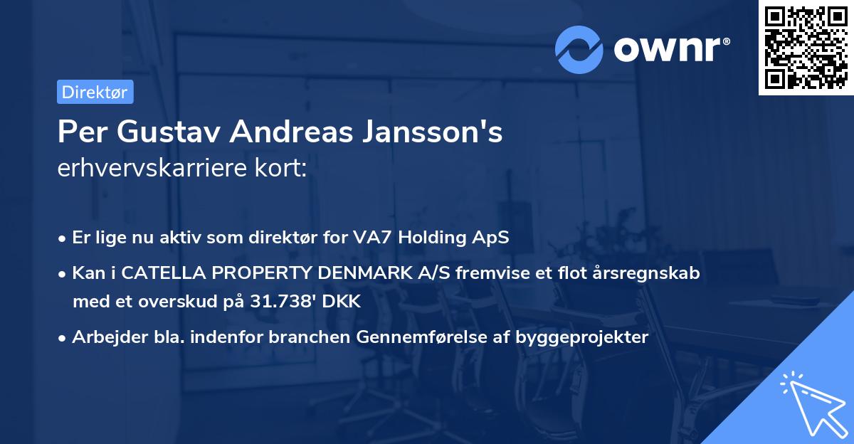 Per Gustav Andreas Jansson's erhvervskarriere kort