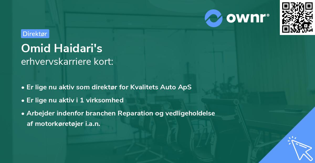 Omid Haidari's erhvervskarriere kort