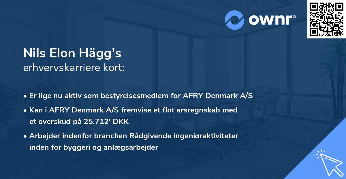 Nils Elon Hägg's erhvervskarriere kort