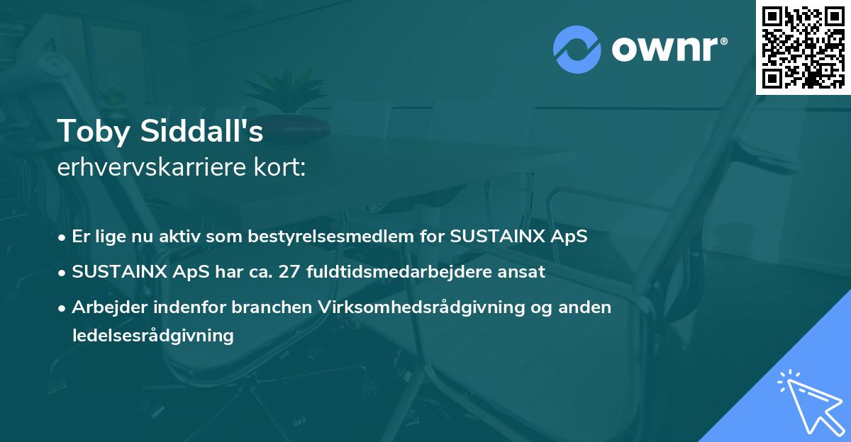 Toby Siddall's erhvervskarriere kort