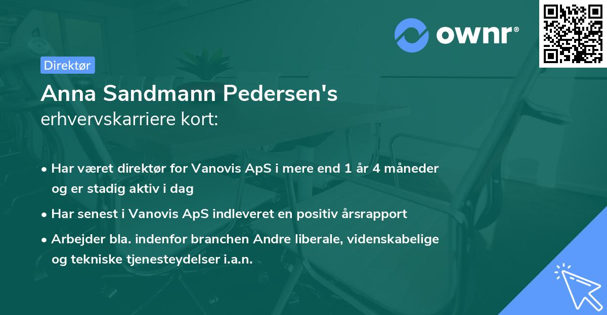 Anna Sandmann Pedersen's erhvervskarriere kort
