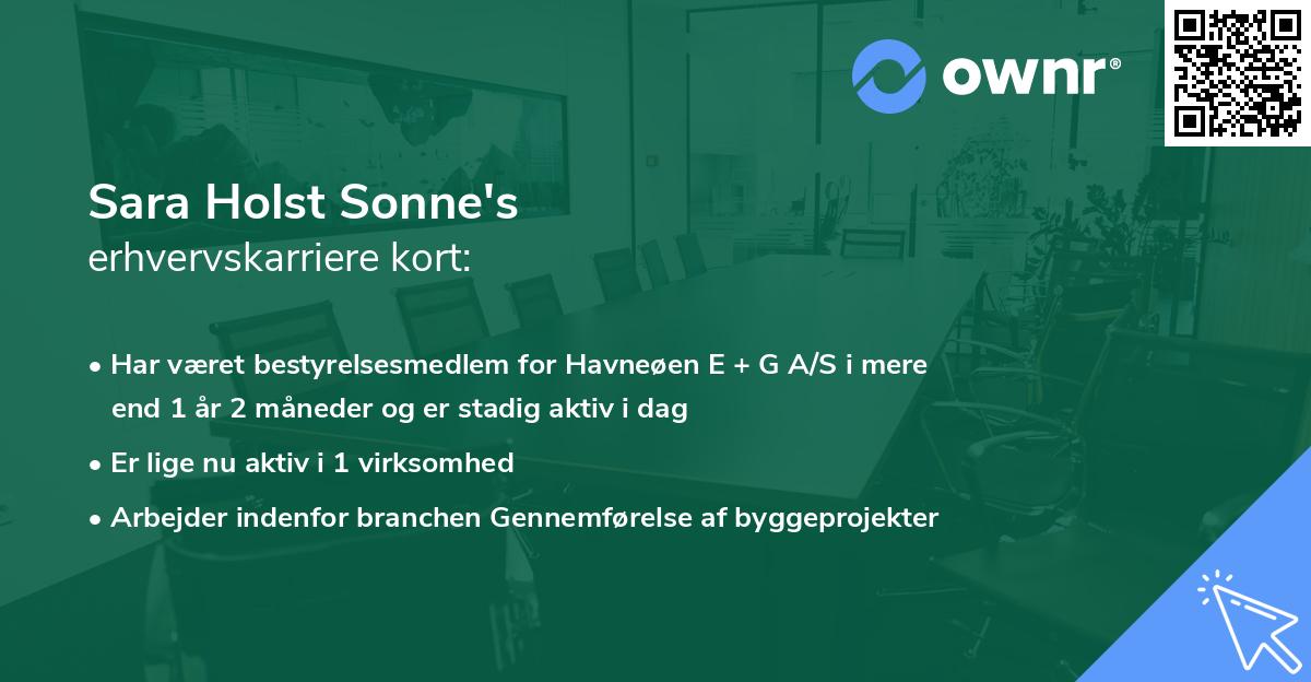 Sara Holst Sonne's erhvervskarriere kort