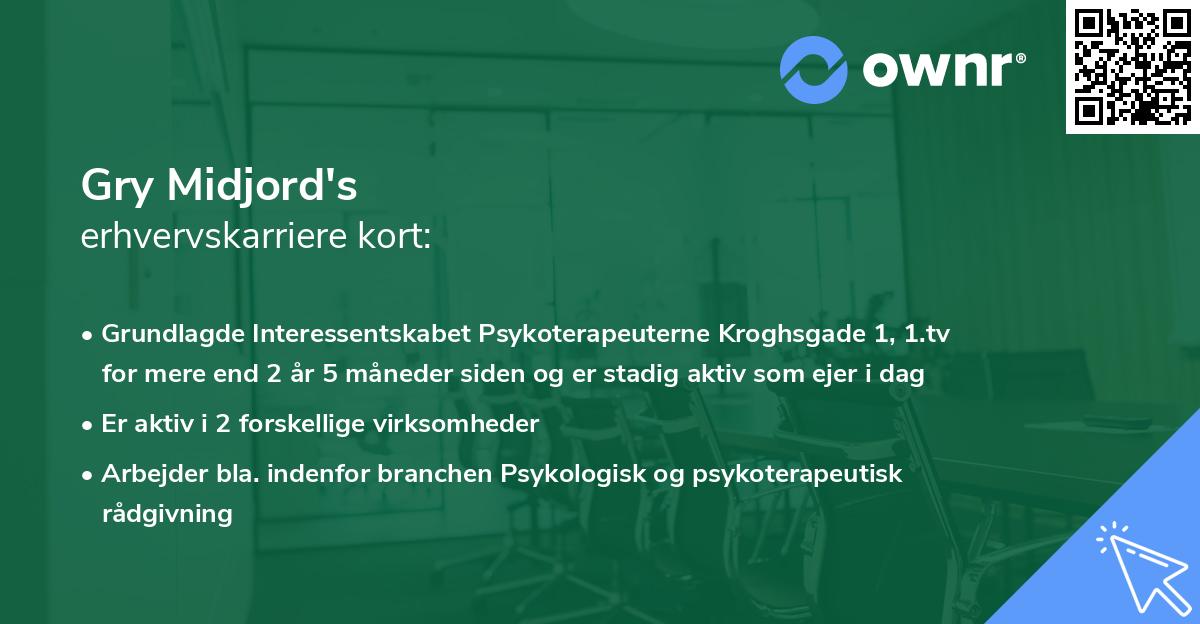 Gry Midjord's erhvervskarriere kort