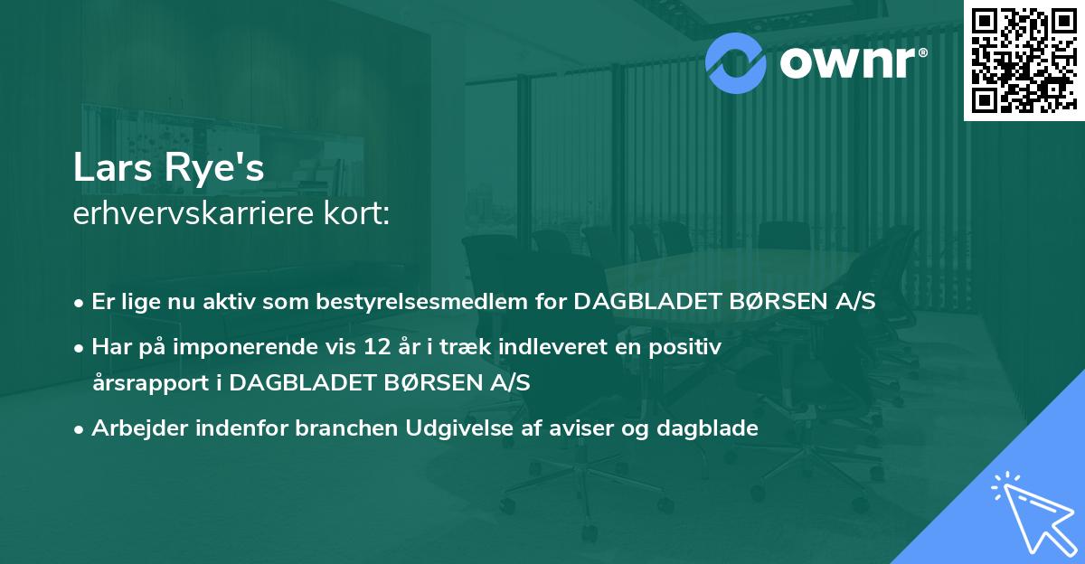 Lars Rye's erhvervskarriere kort