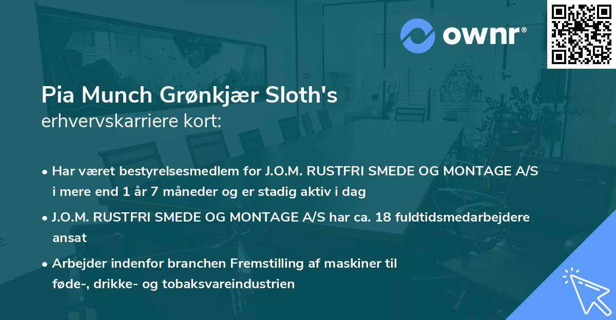 Pia Munch Grønkjær Sloth's erhvervskarriere kort